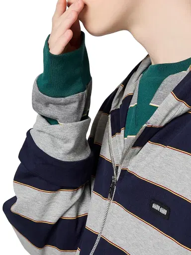 Miu Miu Women's Striped Jersey Sweatshirt - Green | Thumbnail 4 Miu Miu Women's Striped Jersey Sweatshirt - Green | Thumbnail 4