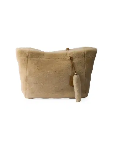 Prada Women's Shearling Tote Bag - Beige Khaki | Thumbnail 3 Prada Women's Shearling Tote Bag - Beige Khaki | Thumbnail 3