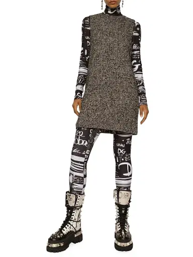 Dolce & Gabbana Women's Tweed Sleeveless A-Line Minidress | Thumbnail 2 Dolce & Gabbana Women's Tweed Sleeveless A-Line Minidress | Thumbnail 2