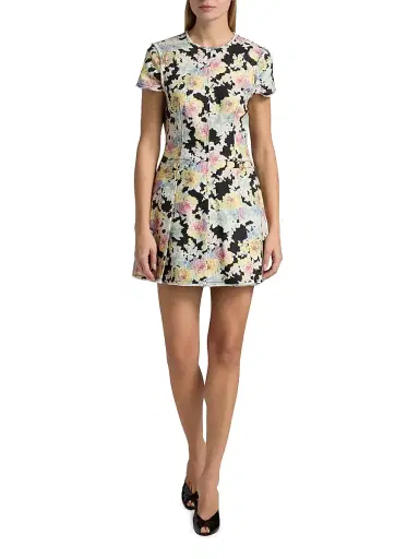 Cinq à Sept Women's Ikat Bouquet Nova Floral Denim Minidress - Black Multi | Thumbnail 2 Cinq à Sept Women's Ikat Bouquet Nova Floral Denim Minidress - Black Multi | Thumbnail 2