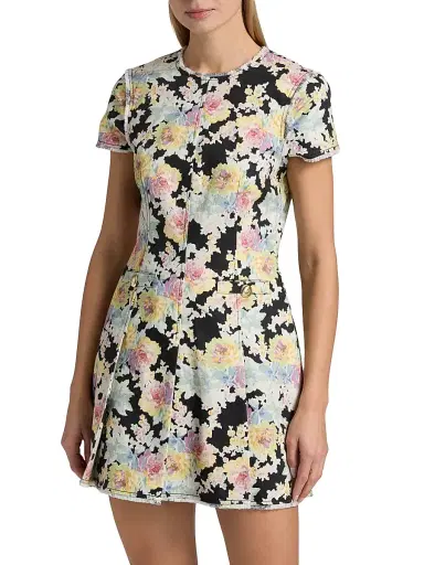 Cinq à Sept Women's Ikat Bouquet Nova Floral Denim Minidress - Black Multi | Thumbnail 3 Cinq à Sept Women's Ikat Bouquet Nova Floral Denim Minidress - Black Multi | Thumbnail 3