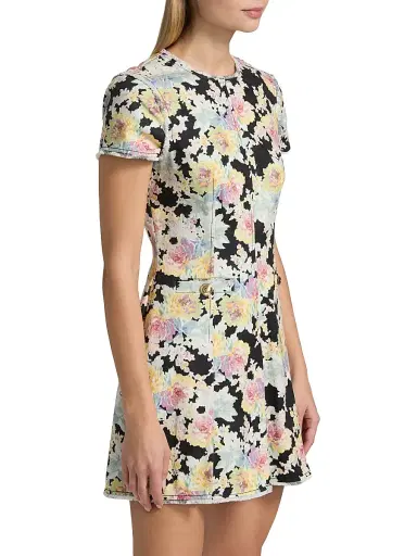 Cinq à Sept Women's Ikat Bouquet Nova Floral Denim Minidress - Black Multi | Thumbnail 4 Cinq à Sept Women's Ikat Bouquet Nova Floral Denim Minidress - Black Multi | Thumbnail 4