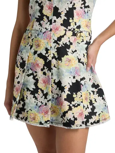 Cinq à Sept Women's Ikat Bouquet Nova Floral Denim Minidress - Black Multi | Thumbnail 6 Cinq à Sept Women's Ikat Bouquet Nova Floral Denim Minidress - Black Multi | Thumbnail 6