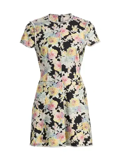 Cinq à Sept Women's Ikat Bouquet Nova Floral Denim Minidress - Black Multi | Thumbnail 1 Cinq à Sept Women's Ikat Bouquet Nova Floral Denim Minidress - Black Multi | Thumbnail 1