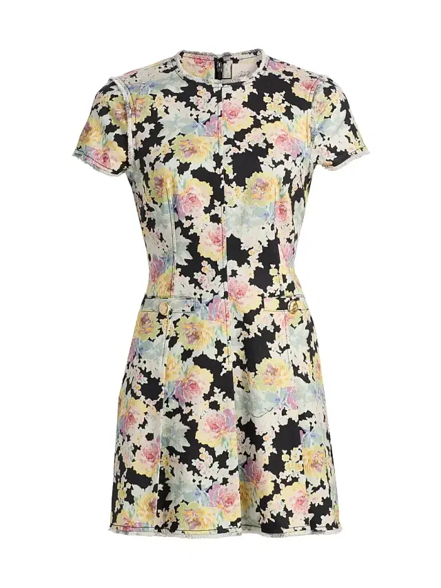 Women's Ikat Bouquet Nova Floral Denim Minidress - Black Multi Women's Ikat Bouquet Nova Floral Denim Minidress - Black Multi