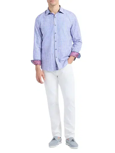 Robert Graham Men's Fardella Striped Cotton Shirt - Indigo - Size XXXL | Thumbnail 2 Robert Graham Men's Fardella Striped Cotton Shirt - Indigo - Size XXXL | Thumbnail 2