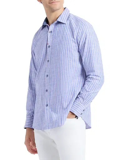 Robert Graham Men's Fardella Striped Cotton Shirt - Indigo - Size XXXL | Thumbnail 4 Robert Graham Men's Fardella Striped Cotton Shirt - Indigo - Size XXXL | Thumbnail 4