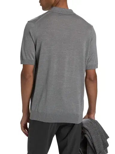Saks Fifth Avenue Men's Lamar Johnny Collar Short-Sleeve Sweater - Grey - Size XXL | Thumbnail 5 Saks Fifth Avenue Men's Lamar Johnny Collar Short-Sleeve Sweater - Grey - Size XXL | Thumbnail 5