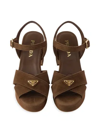 Prada Women's Suede Platform Sandals - Light Brown | Thumbnail 2 Prada Women's Suede Platform Sandals - Light Brown | Thumbnail 2