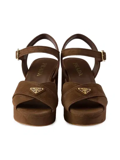 Prada Women's Suede Platform Sandals - Light Brown | Thumbnail 4 Prada Women's Suede Platform Sandals - Light Brown | Thumbnail 4
