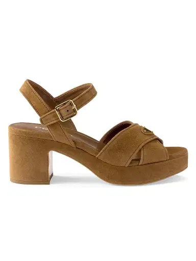 Prada Women's Suede Platform Sandals - Light Brown | Thumbnail 6 Prada Women's Suede Platform Sandals - Light Brown | Thumbnail 6