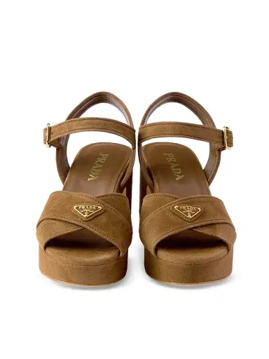 Prada Women's Suede Platform Sandals - Light Brown | Thumbnail 9 Prada Women's Suede Platform Sandals - Light Brown | Thumbnail 9
