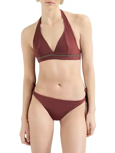 Brunello Cucinelli Women's Techno Jersey Bikini Top - Bordeaux | Thumbnail 2 Brunello Cucinelli Women's Techno Jersey Bikini Top - Bordeaux | Thumbnail 2