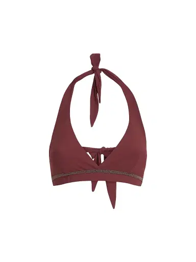 Brunello Cucinelli Women's Techno Jersey Bikini Top - Bordeaux | Thumbnail 1 Brunello Cucinelli Women's Techno Jersey Bikini Top - Bordeaux | Thumbnail 1