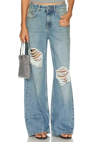 AREA Crystal Fray Wide Leg | Thumbnail 1 AREA Crystal Fray Wide Leg | Thumbnail 1