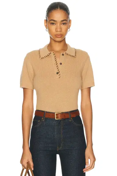 Frame The Leather Stitch Polo Top | Thumbnail 3 Frame The Leather Stitch Polo Top | Thumbnail 3