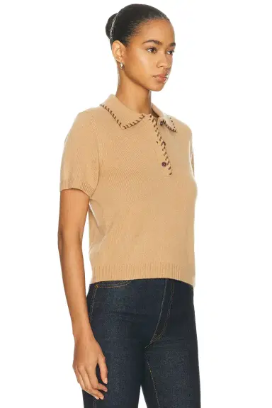 Frame The Leather Stitch Polo Top | Thumbnail 4 Frame The Leather Stitch Polo Top | Thumbnail 4
