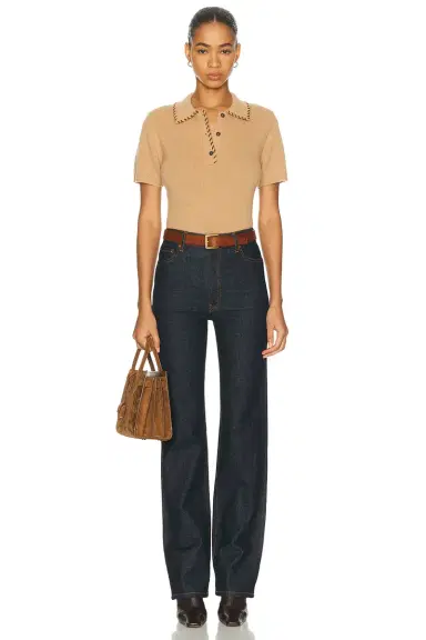 Frame The Leather Stitch Polo Top | Thumbnail 6 Frame The Leather Stitch Polo Top | Thumbnail 6