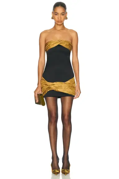 Burc Akyol Taffetas Draped Mini Dress | Thumbnail 1 Burc Akyol Taffetas Draped Mini Dress | Thumbnail 1