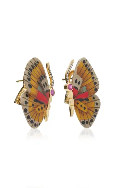Silvia Furmanovich Marquetry Earrings With Diamond Yellow Sapphire And Yellow Butterfly Pattern | Thumbnail 3 Silvia Furmanovich Marquetry Earrings With Diamond Yellow Sapphire And Yellow Butterfly Pattern | Thumbnail 3