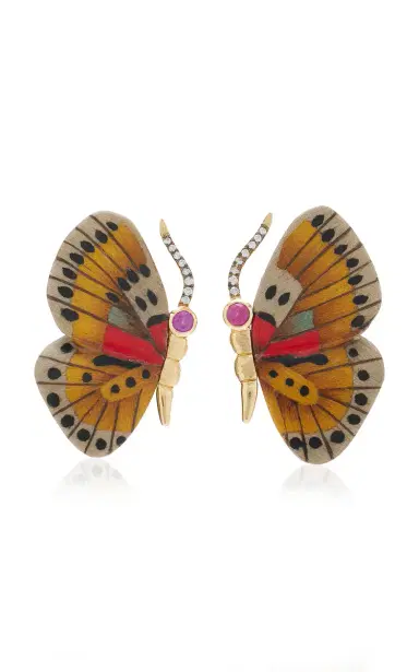 Silvia Furmanovich Marquetry Earrings With Diamond Yellow Sapphire And Yellow Butterfly Pattern | Thumbnail 1 Silvia Furmanovich Marquetry Earrings With Diamond Yellow Sapphire And Yellow Butterfly Pattern | Thumbnail 1