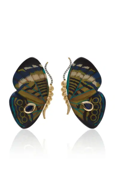 Silvia Furmanovich Blue Tone Butterfly Marquetry Earrings With Kyanite And Diamonds | Thumbnail 1 Silvia Furmanovich Blue Tone Butterfly Marquetry Earrings With Kyanite And Diamonds | Thumbnail 1