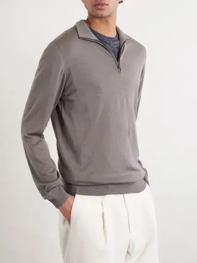 PIACENZA 1733 Virgin Wool Half-Zip Sweater - Men | Thumbnail 3 PIACENZA 1733 Virgin Wool Half-Zip Sweater - Men | Thumbnail 3