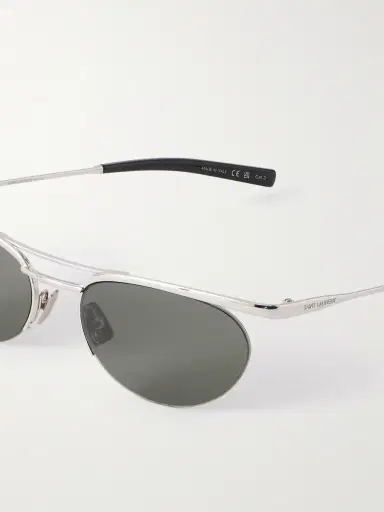 Saint Laurent Oval-Frame Silver-Tone Sunglasses - Men | Thumbnail 3 Saint Laurent Oval-Frame Silver-Tone Sunglasses - Men | Thumbnail 3