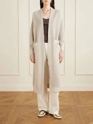 Brunello Cucinelli Metallic Open-knit Cotton-blend Cardigan | Thumbnail 3 Brunello Cucinelli Metallic Open-knit Cotton-blend Cardigan | Thumbnail 3