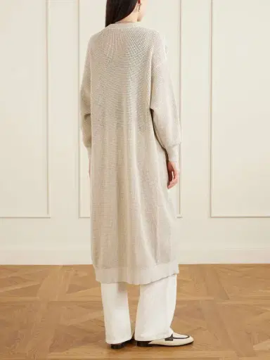 Brunello Cucinelli Metallic Open-knit Cotton-blend Cardigan | Thumbnail 4 Brunello Cucinelli Metallic Open-knit Cotton-blend Cardigan | Thumbnail 4