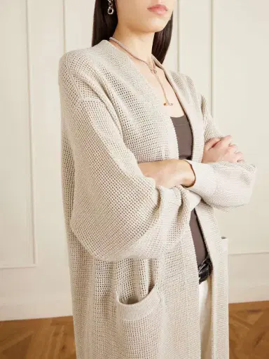 Brunello Cucinelli Metallic Open-knit Cotton-blend Cardigan | Thumbnail 5 Brunello Cucinelli Metallic Open-knit Cotton-blend Cardigan | Thumbnail 5