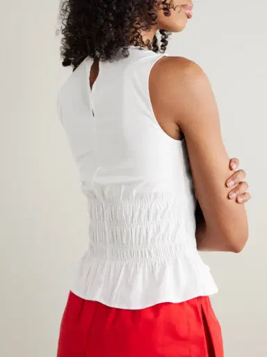 Staud Culver Shirred Cotton-blend Poplin Peplum Top | Thumbnail 3 Staud Culver Shirred Cotton-blend Poplin Peplum Top | Thumbnail 3