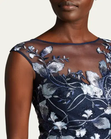 Rickie Freeman for Teri Jon Cap-Sleeve Embroidered Tulle A-Line Gown | Thumbnail 5 Rickie Freeman for Teri Jon Cap-Sleeve Embroidered Tulle A-Line Gown | Thumbnail 5