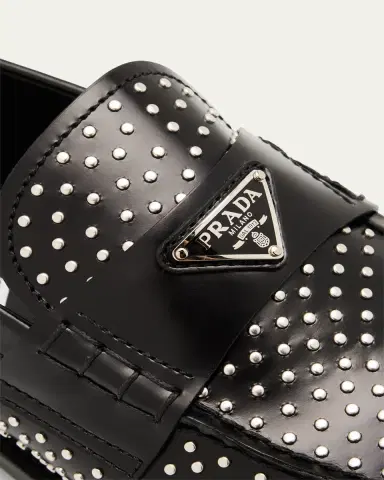 Prada Spazzolato Leather Studded Loafers | Thumbnail 5 Prada Spazzolato Leather Studded Loafers | Thumbnail 5