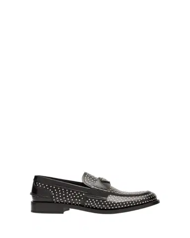 Prada Spazzolato Leather Studded Loafers | Thumbnail 1 Prada Spazzolato Leather Studded Loafers | Thumbnail 1