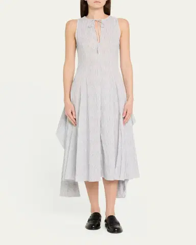 Loewe Striped Keyhole Tie-Front Dress | Thumbnail 2 Loewe Striped Keyhole Tie-Front Dress | Thumbnail 2