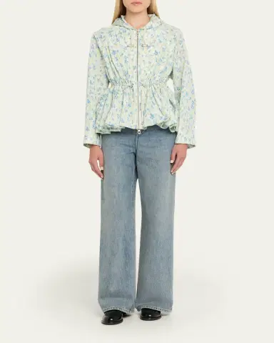 Loewe Floral Ruched Peplum Hooded Jacket | Thumbnail 2 Loewe Floral Ruched Peplum Hooded Jacket | Thumbnail 2