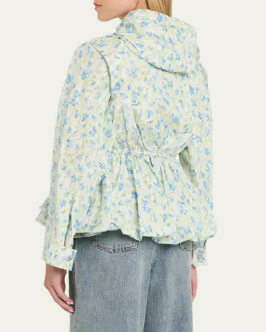 Loewe Floral Ruched Peplum Hooded Jacket | Thumbnail 3 Loewe Floral Ruched Peplum Hooded Jacket | Thumbnail 3
