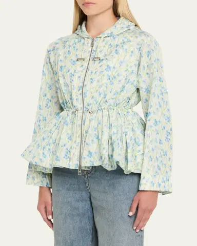 Loewe Floral Ruched Peplum Hooded Jacket | Thumbnail 4 Loewe Floral Ruched Peplum Hooded Jacket | Thumbnail 4