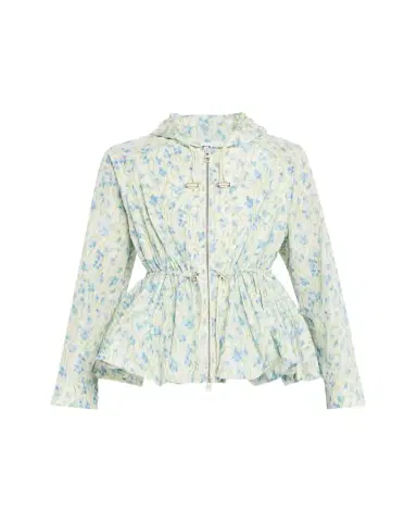Loewe Floral Ruched Peplum Hooded Jacket | Thumbnail 1 Loewe Floral Ruched Peplum Hooded Jacket | Thumbnail 1