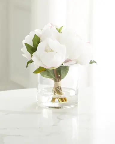 T & C Floral Company Fresh Cut Peonies Faux Floral Arrangement in Glass Jar - 9" | Thumbnail 1 T & C Floral Company Fresh Cut Peonies Faux Floral Arrangement in Glass Jar - 9" | Thumbnail 1