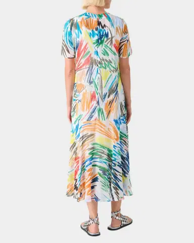 Akris punto Scribble-Print Dropped-Waist Maxi Dress | Thumbnail 3 Akris punto Scribble-Print Dropped-Waist Maxi Dress | Thumbnail 3