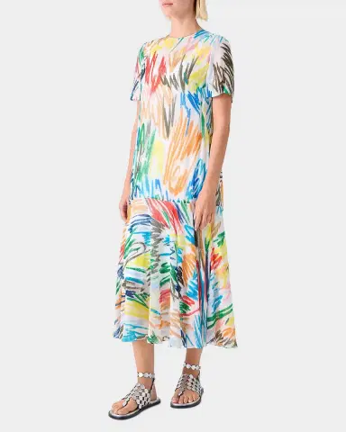 Akris punto Scribble-Print Dropped-Waist Maxi Dress | Thumbnail 4 Akris punto Scribble-Print Dropped-Waist Maxi Dress | Thumbnail 4