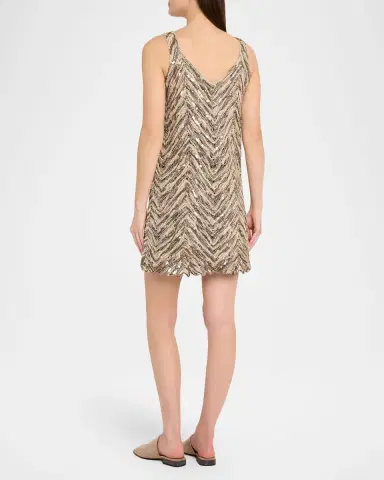 Brunello Cucinelli Chevron Embroidered Sequin Mini Dress | Thumbnail 3 Brunello Cucinelli Chevron Embroidered Sequin Mini Dress | Thumbnail 3