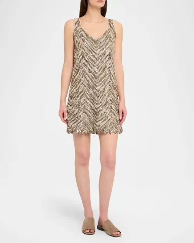 Brunello Cucinelli Chevron Embroidered Sequin Mini Dress | Thumbnail 4 Brunello Cucinelli Chevron Embroidered Sequin Mini Dress | Thumbnail 4