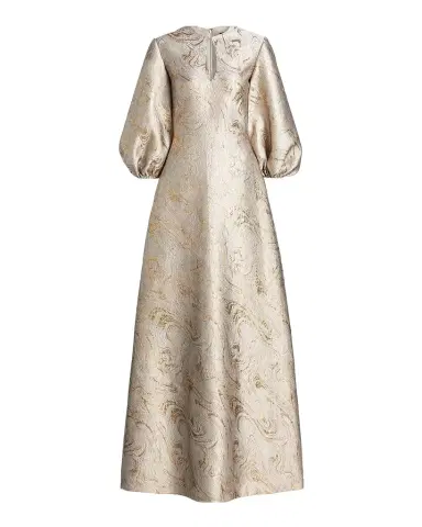 Reem Acra Balloon-Sleeve Metallic Brocade Kaftan Gown | Thumbnail 1 Reem Acra Balloon-Sleeve Metallic Brocade Kaftan Gown | Thumbnail 1