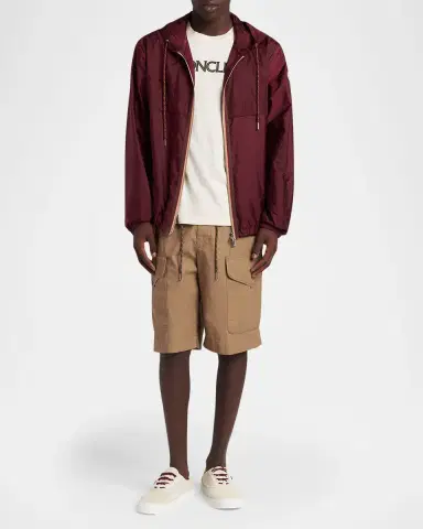 Moncler Men's Nidge Grosgrain-Trim Nylon Hooded Full-Zip Jacket | Thumbnail 2 Moncler Men's Nidge Grosgrain-Trim Nylon Hooded Full-Zip Jacket | Thumbnail 2