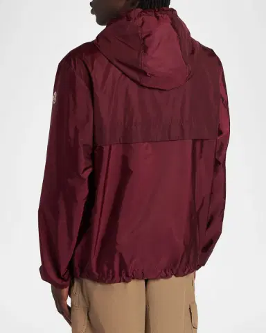 Moncler Men's Nidge Grosgrain-Trim Nylon Hooded Full-Zip Jacket | Thumbnail 3 Moncler Men's Nidge Grosgrain-Trim Nylon Hooded Full-Zip Jacket | Thumbnail 3
