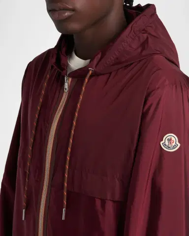 Moncler Men's Nidge Grosgrain-Trim Nylon Hooded Full-Zip Jacket | Thumbnail 5 Moncler Men's Nidge Grosgrain-Trim Nylon Hooded Full-Zip Jacket | Thumbnail 5