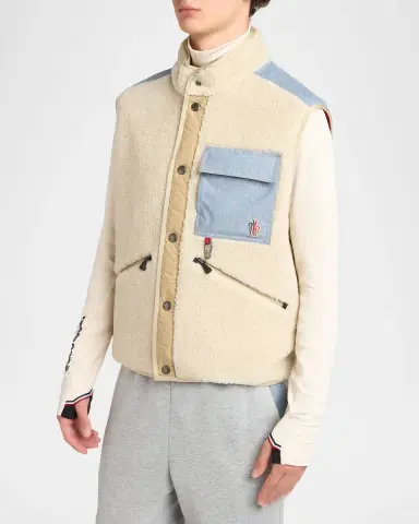 Moncler Men's Teddy & Denim Utility Vest | Thumbnail 4 Moncler Men's Teddy & Denim Utility Vest | Thumbnail 4